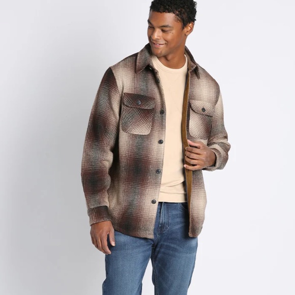 Jachs Brown Plaid Wool Blend Shirt Jacket - Picture 13 of 13